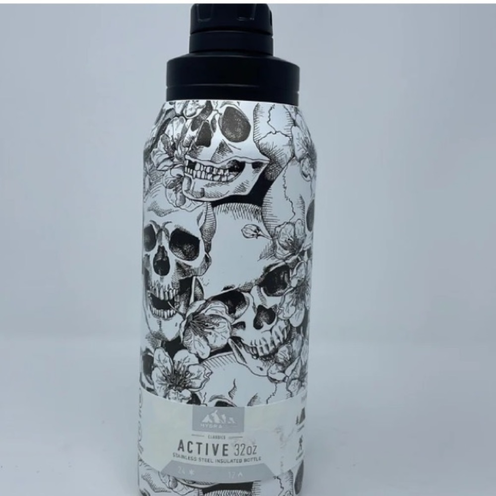 Hydrapeak Skull/Floral Stainless Steel Water Bottle Tumbler 32oz
